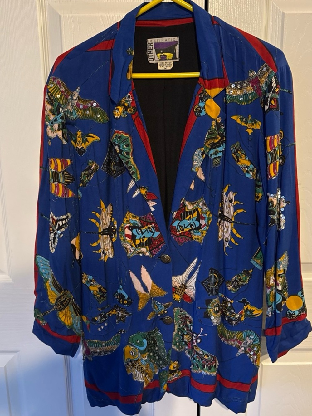 Vibrant Vintage Blue Multi Colored Printed Women's Blazer Jacket
